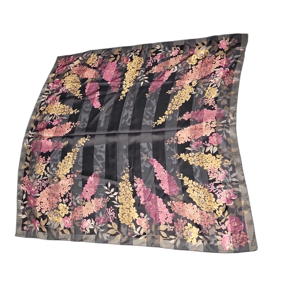 Liz Claiborne Floral Semi Sheer Stripes Scarf - Picture 2 of 3